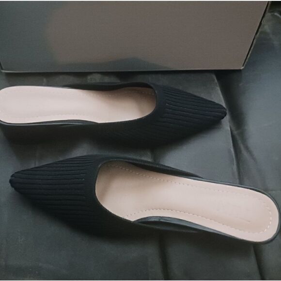 TIJN Helka Slide Mules - Vegan - Black Knit Pointed Toe - Size 6.5 - Picture 5 of 7